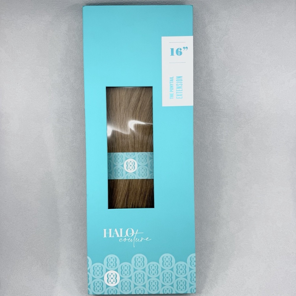 HALO COUTURE Human Hair Ponytail Extensions 16" Color #6 Golden Brown NEW